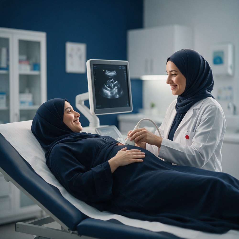 فحص السونار ومتابعة الحمل في عيادة النساء والتوليد بفرع التعاون — مجمع عالم الطب بالرياض